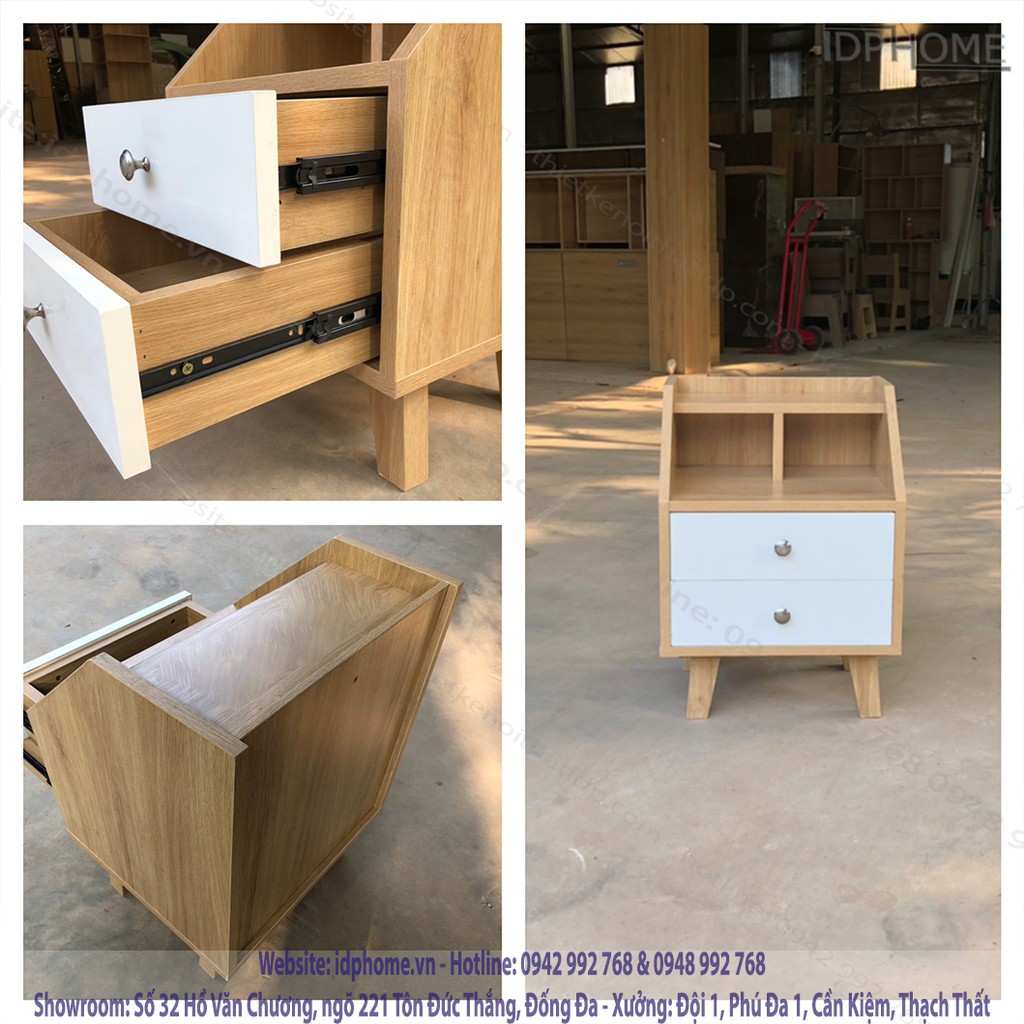 Táp đầu giường 2 ngăn kéo chân gỗ SP6828 | BigBuy360 - bigbuy360.vn