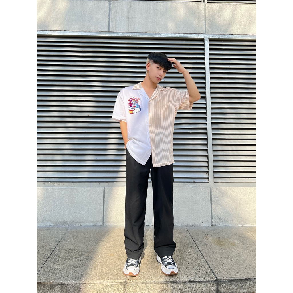 ÁO SƠ MI PIJAMA LUNA SỌC KEM