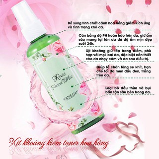 XỊT KHOÁNG TONER HOA HỒNG VANESA BEAUTY KR (Hot)