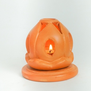 Đèn đốt nến đất nung hoa sen - candle holder - dn47
