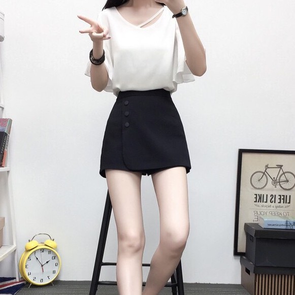 Quần giả váy chữ A mix khuy siêu xinh cho nữ