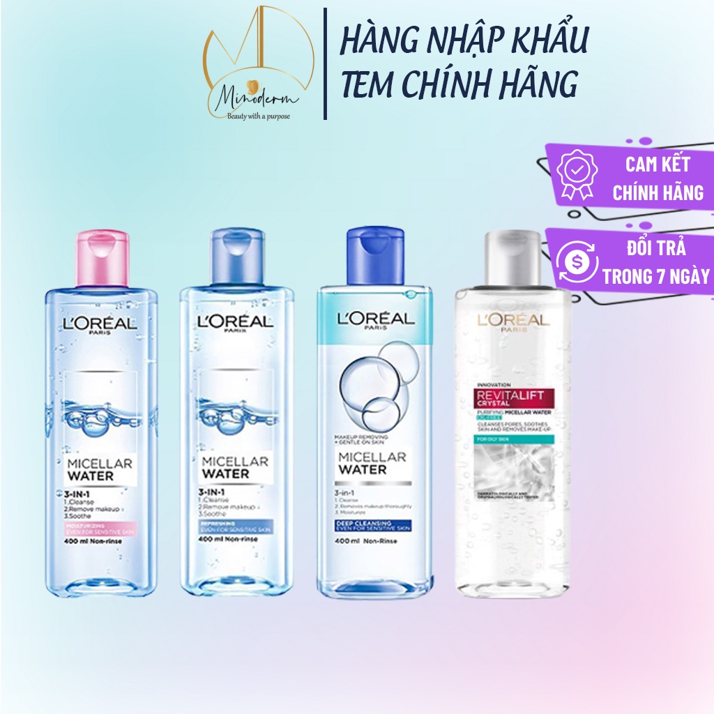 Nước tẩy trang Loreal - L'Oreal Paris 3-in-1 Micellar Water 400ml