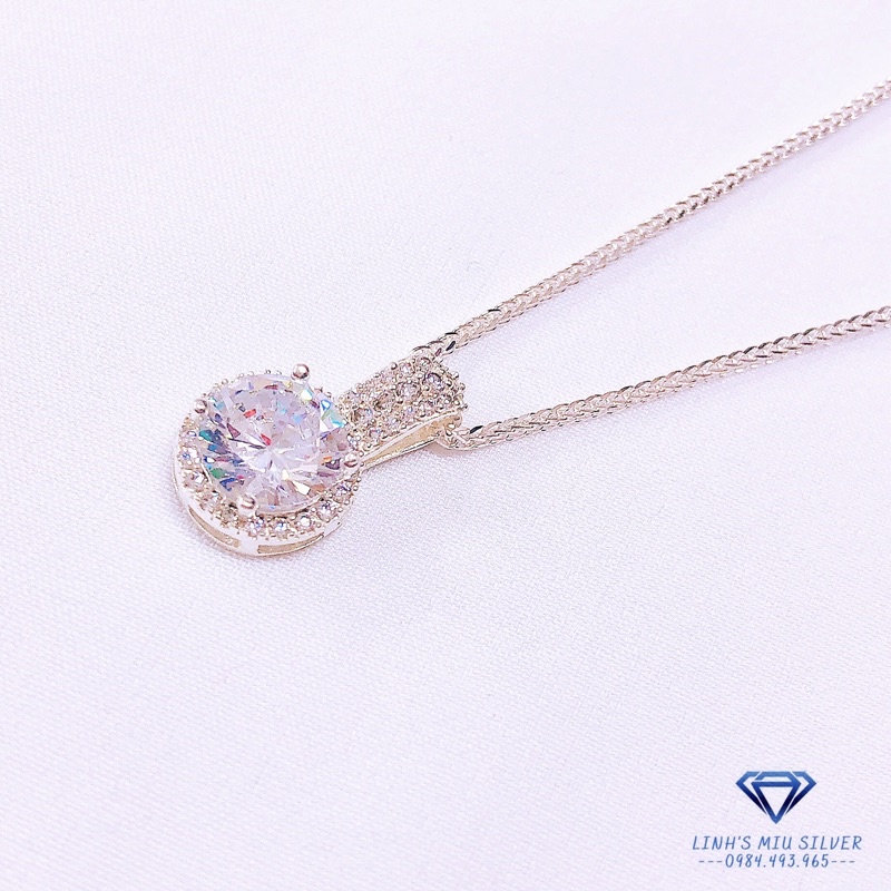 Dây chuyền đá tròn hàng hot - LINH'S MIU SILVER - Dây chuyền nữ bạc ta