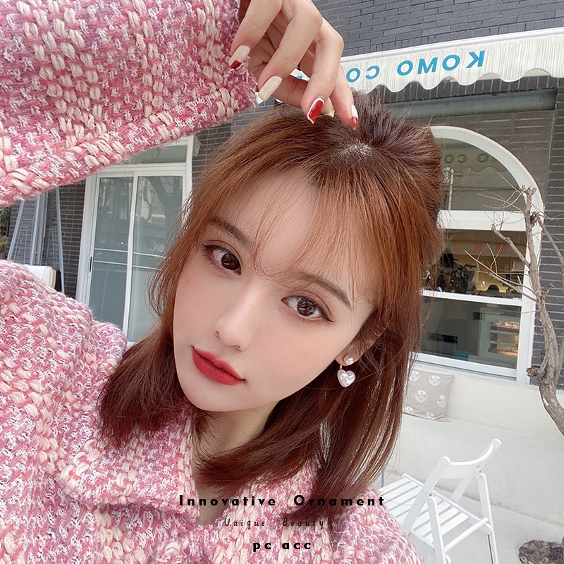 Khuyên Tai Hình Trái Tim Đính Ngọc Trai Nhân Tạo Thời Trang