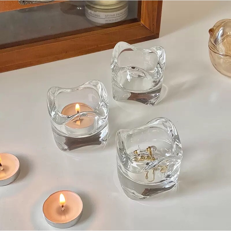 Chân nến đế nến thuỷ tinh trang trí nhà Morcoff