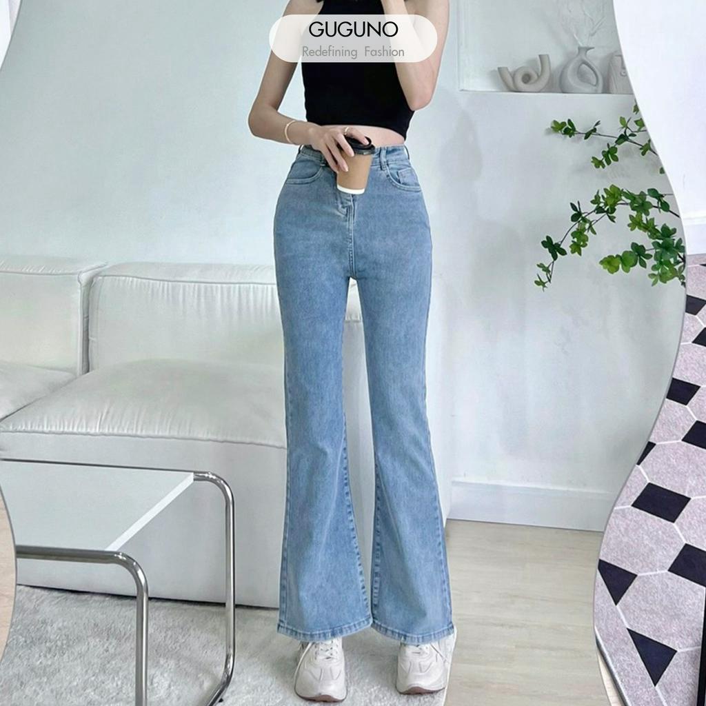 Quần jeans nữ ống loe GUGUNO (Mẫu thật)