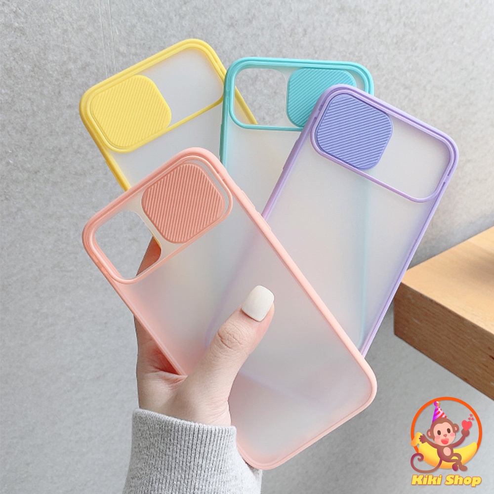 Ốp điện thoại TPU mềm trong suốt có nắp trượt bảo vệ camera đơn giản cho iPhone 11 Pro Max X Xs Max XR 8 7 Plus 2020