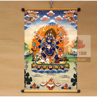 Tranh Đại Hắc Thiên Mahakala 40x60 bằng vải phủ bóng cao cấp dày dặn