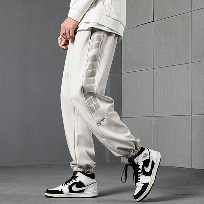 Quần jogger da lộn ulzzang nam nữ họa tiết chữ dọc