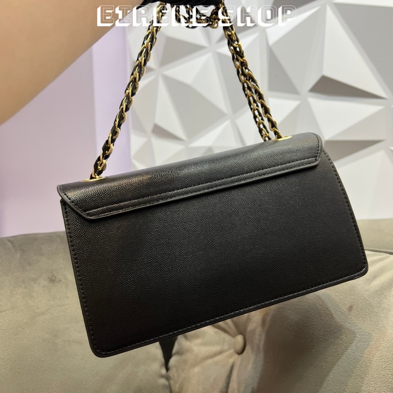 Túi Nữ CNK Khoá Gạt Size 24 Bản Da Và Khoá Mới 2022 Black Chain Strap Evening Bag