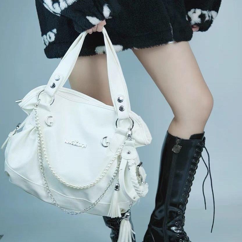 Túi Tote Đeo Một Bên Vai y2k Millennium Với Chuỗi Ngọc Trai Nhân Tạo Dành Cho Nữ