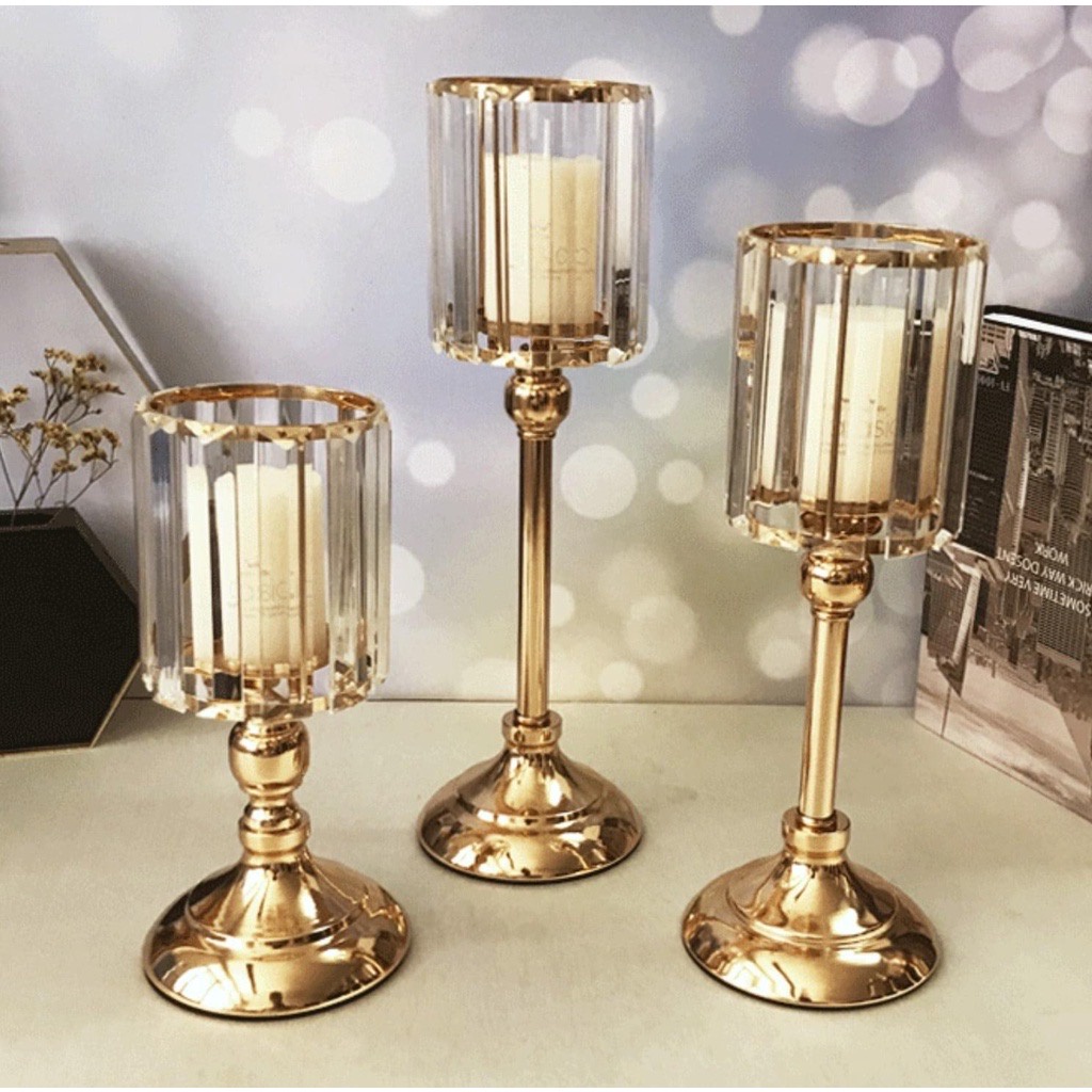 Bộ  chân nến pha lê trang trí decor đám cưới , sinh nhật