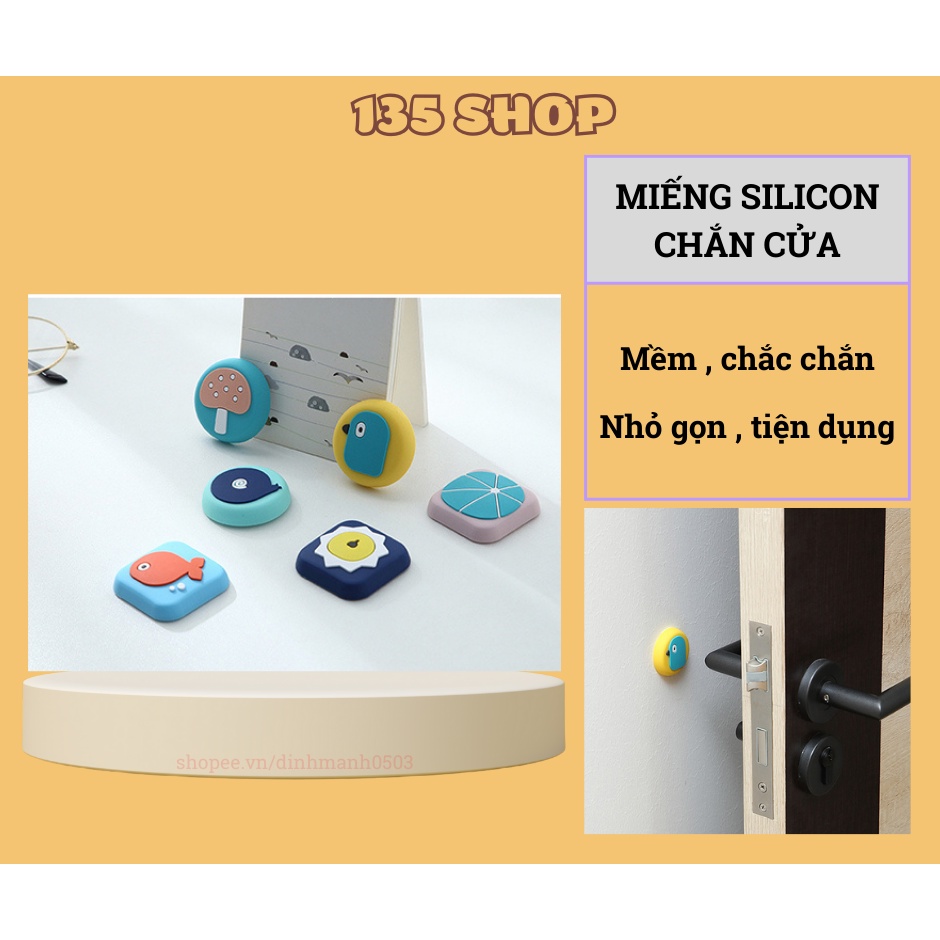 Miếng dán silicon chặn cửa chống va đập, giảm tiếng ồn hình thú ngộ nghĩnh