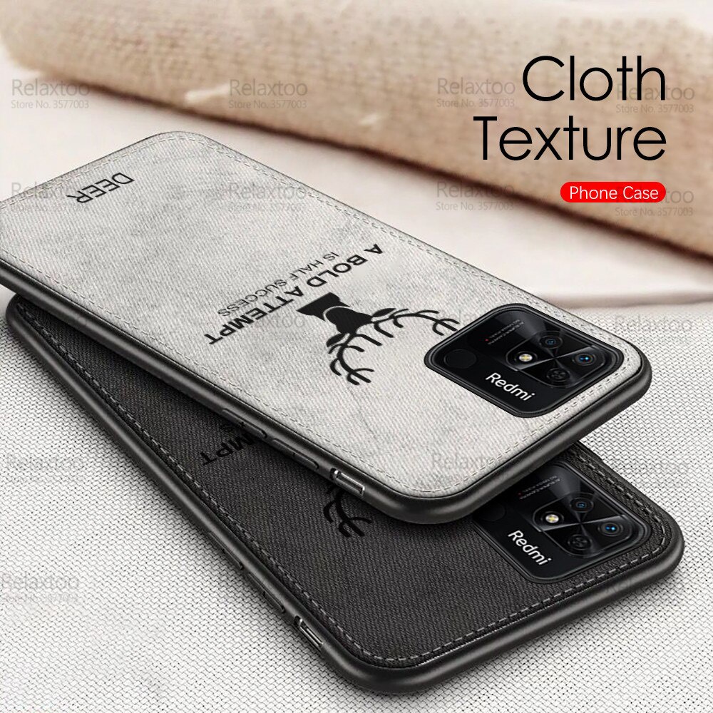 3D Deer Pattern Fabric Cloth Cover For Xiaomi Redmi 10C Case Redmi10C Readmi Rdmi Remi 10 C C10 6.71" Silicone Shockproof Fundas