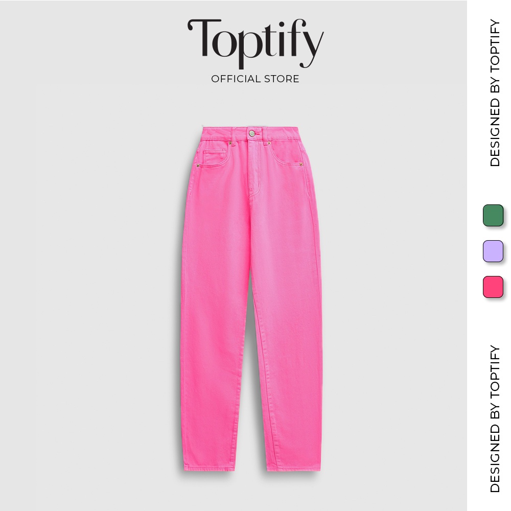 Quần Jeans màu nữ TOPTIFY Jeans ống suông trơn kiểu dáng basic IT'S A VIBE Pants TQJ44