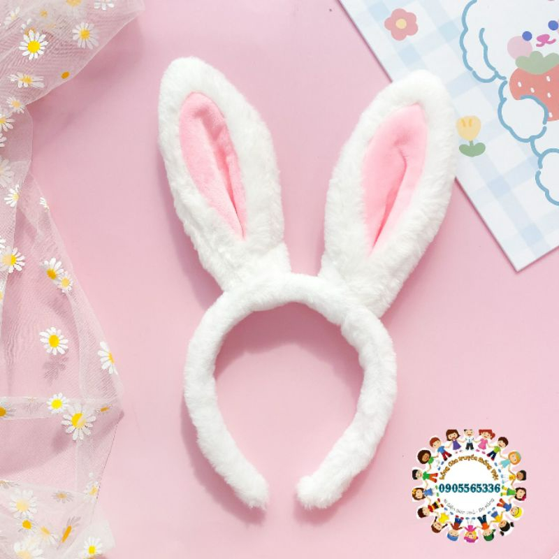 🐰 Set băng đô hóa trang Thỏ Ngọc bông mềm - Băng đô tai thỏ phối vải lông - Cài tai thỏ lông