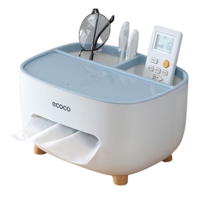 Hộp Đựng Giấy Ăn Kèm Ngăn Để Điểu Khiển, Remote Đa Năng Ecoco