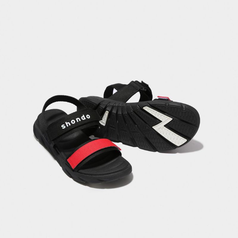 Giày Sandal Shondo Shat F6 Sport màu đen đỏ quai ngang Chính Hãng 100%