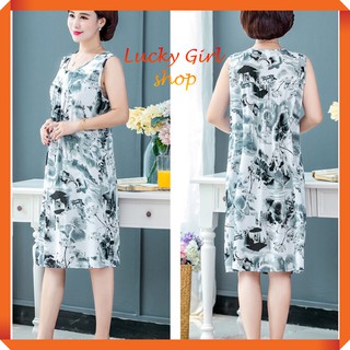 [BIG SIZE ĐẾN 70KG] Đầm Thun Hoạ Tiết Phong Cảnh Thiên Thai Big Size XL-2XL - Lucky Girl shop NHA TRANG