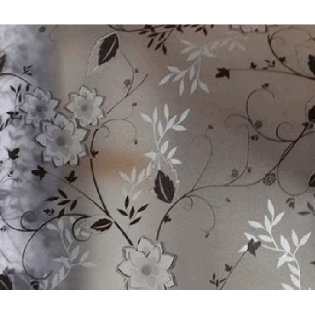 Decal giấy dán kính hoa lá đen
