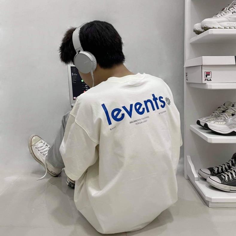 Áo thun unisex Levents Popular Logo Nam nữ màu trắng kem