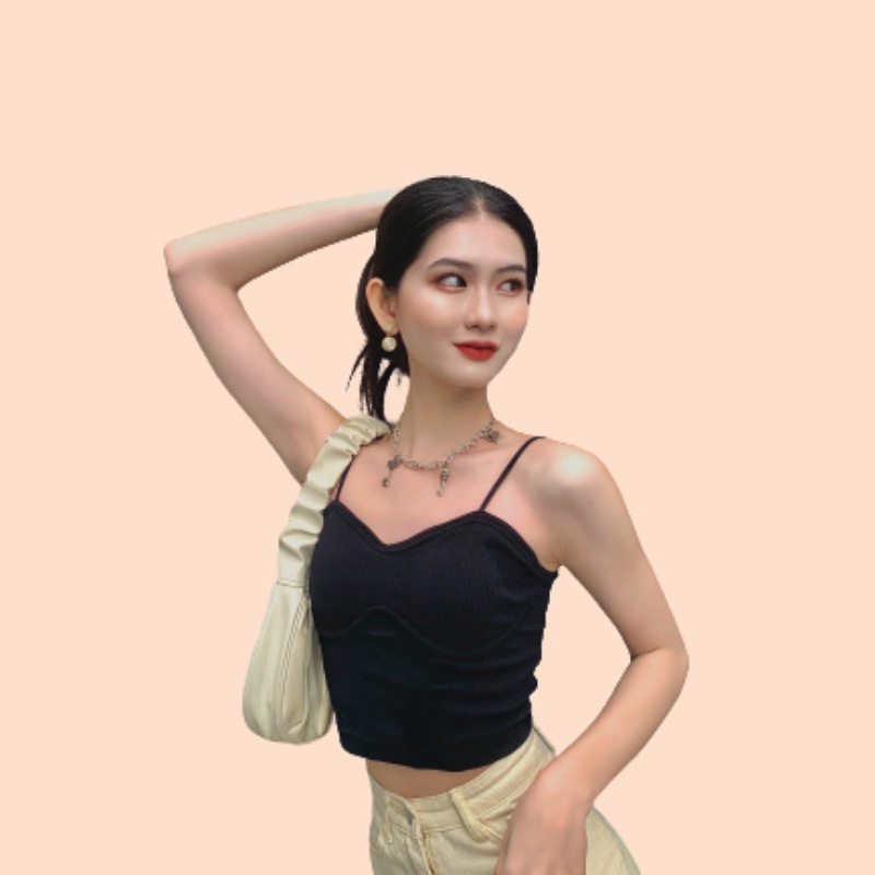 Áo 2 Dây UNDERCOOL Nữ Đệm Ngực Gân Tăm Croptop Viền Ngực