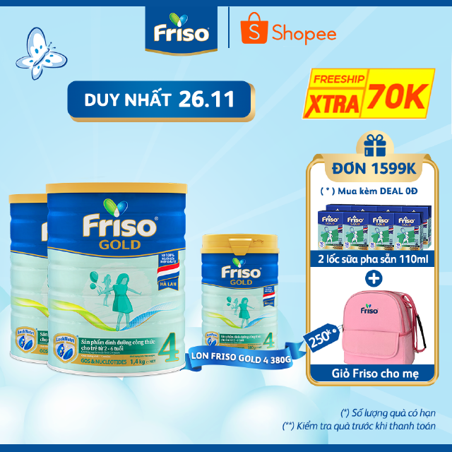 Combo 2 Sữa Bột Friso Gold 4 1400g (Dành Cho Trẻ Từ 2 - 6 Tuổi)