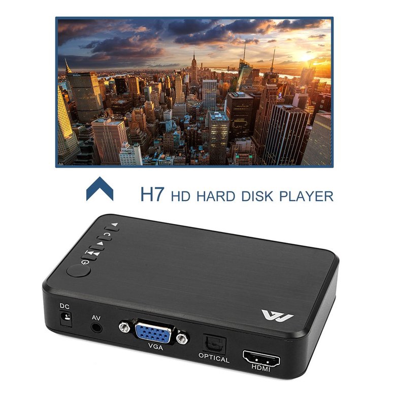 Bộ phát giải trí đa phương tiện PK Full HD 1080P 3 đầu ra HDMI VGA AV USB mini H7