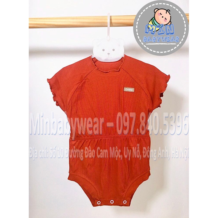 [Cookie 2022] Bodysuit cộc tay cánh bèo eo chun trần gấu chát vải tăm lạnh điều hòa nhiệt bốn mùa