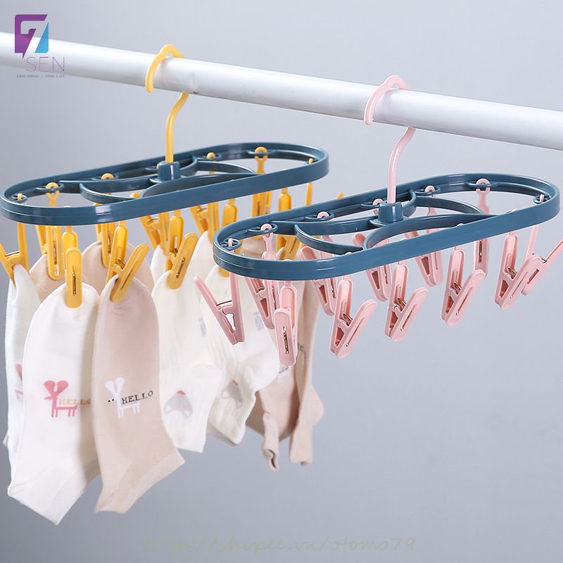 Móc Chùm Kẹp Phơi Quần Áo, Móc Phơi Tất Chất Liệu Nhựa ABS