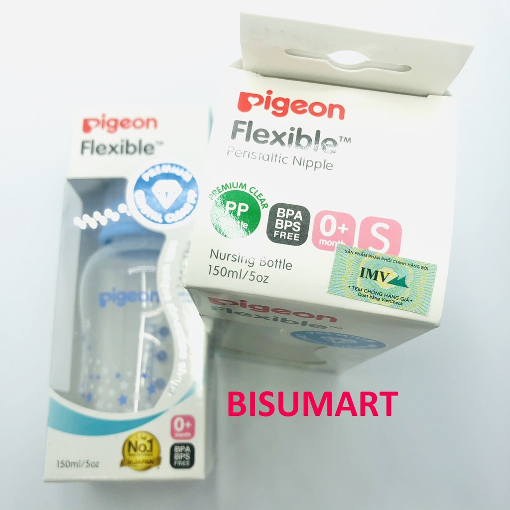 Bình sữa Pigeon, Bình sữa cổ hẹp PP Streamline hình ngôi sao hồng/xanh 150ml (S)