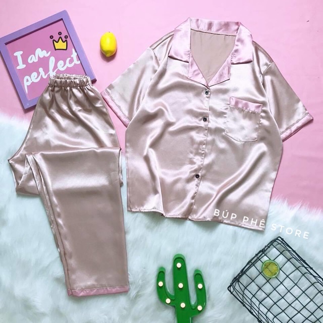 𝑩𝑼𝑭𝑭𝑬𝑻 𝑺𝑻𝑶𝑹𝑬 - Đồ Bộ Ngủ Pijama Phi Lụa Phối Tay Ngắn Quần Dài ❤️ | WebRaoVat - webraovat.net.vn