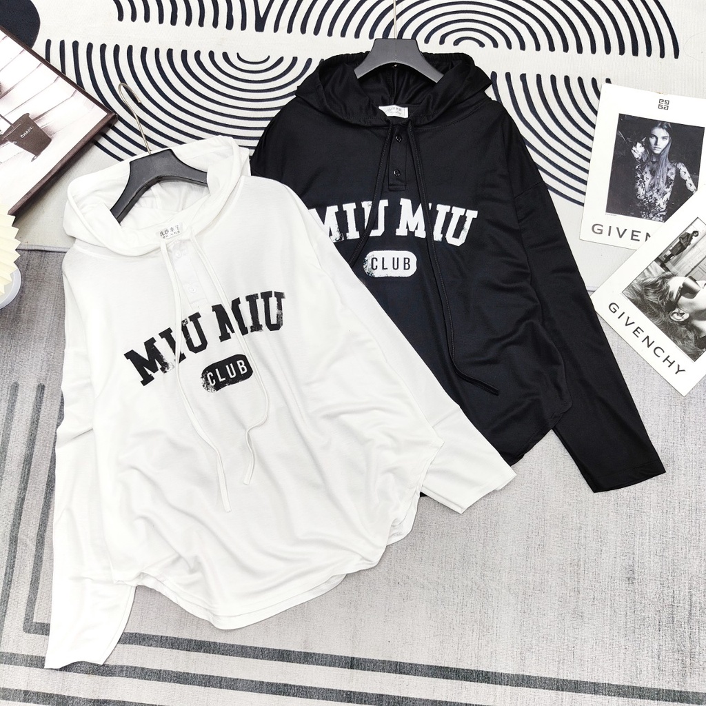 Áo khoác hoodie unisex form rộng MIUMIU 4 màu nam nữ Shynstores vải nỉ mỏng | BigBuy360 - bigbuy360.vn