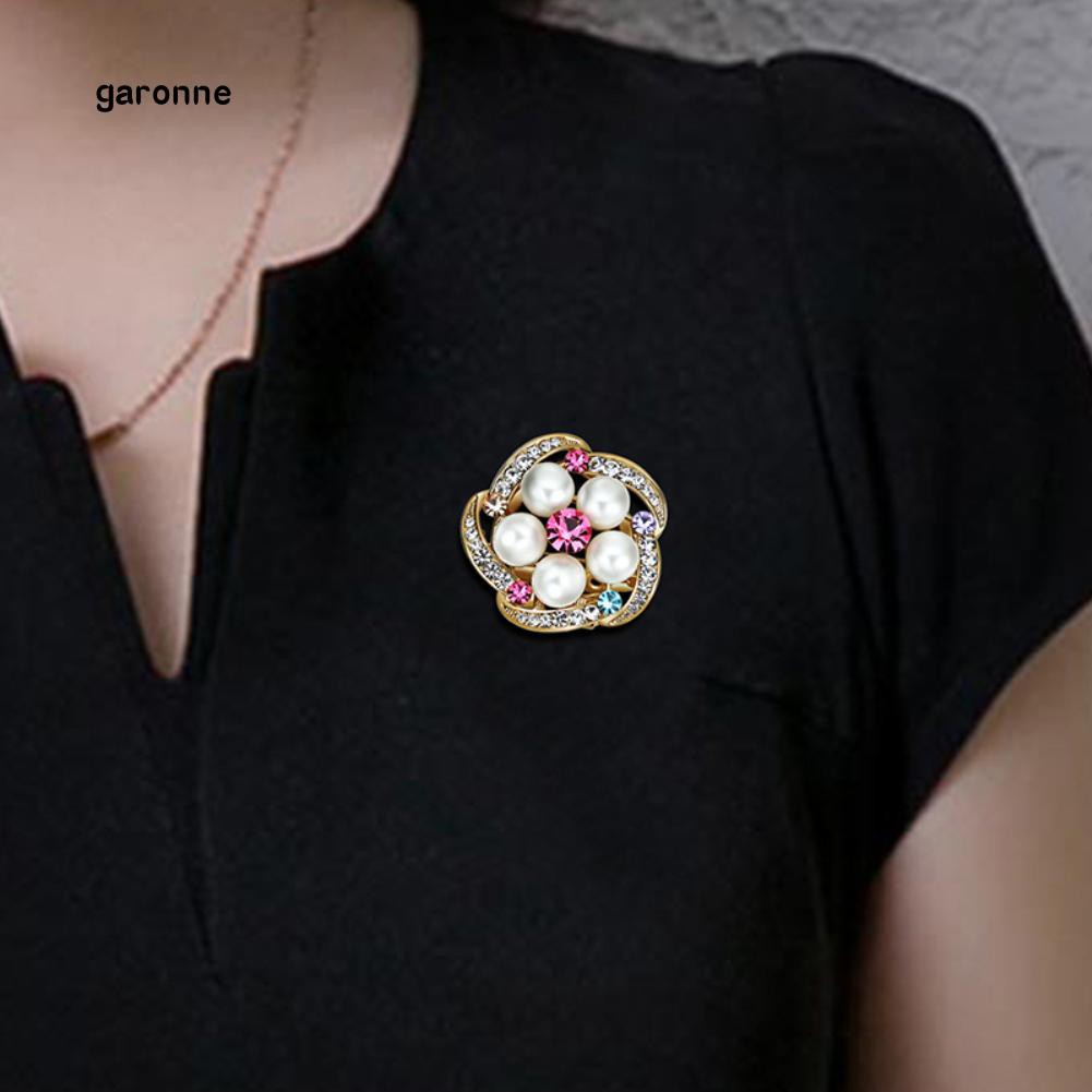 Trâm Cài Áo Hình Bông Hoa Đính Ngọc Trai Giả Thanh Lịch