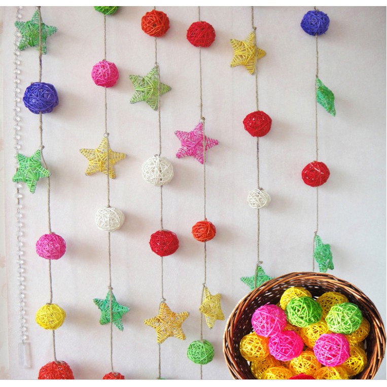 Quả cầu mây size 5cm trang trí màu đỏ