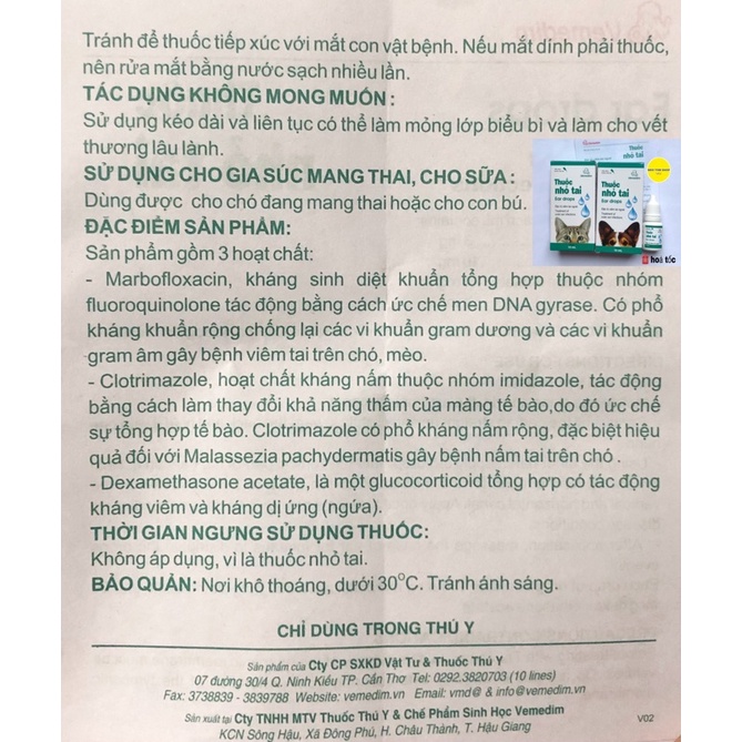 Thuốc nhỏ viêm tai dành cho chó mèo 10ml