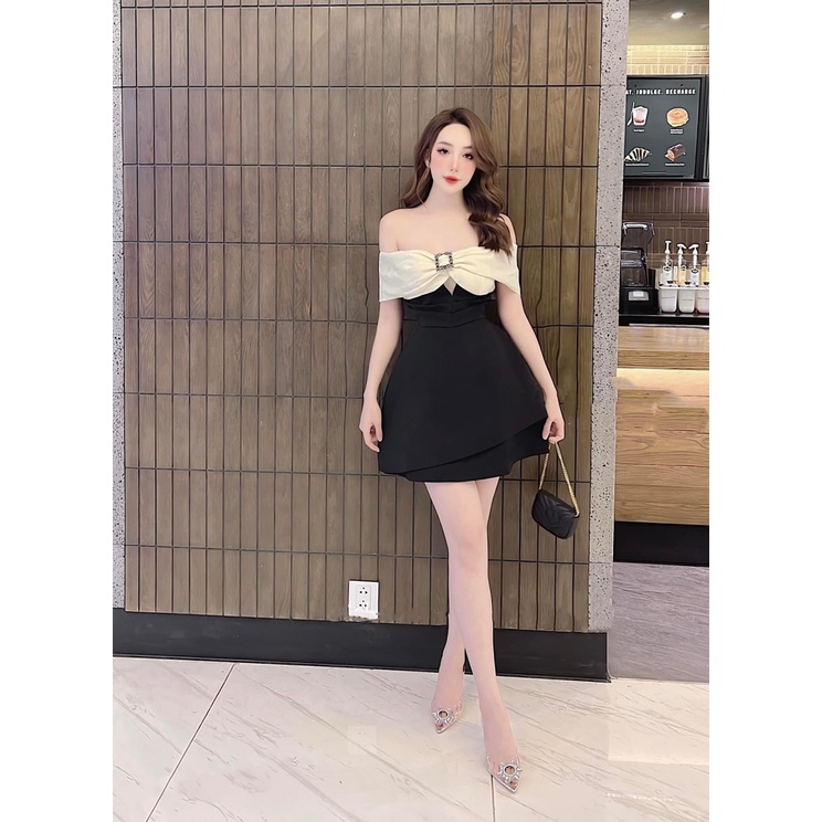 Váy tapta đen phối nơ