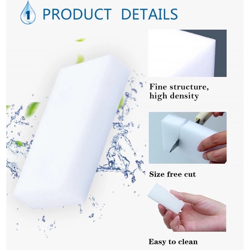 Miếng Bọt Biển Thần Kỳ Màu Trắng 3 Lớp Để Tẩy Rửa Nhà Bếp Và Nhà Tắm.