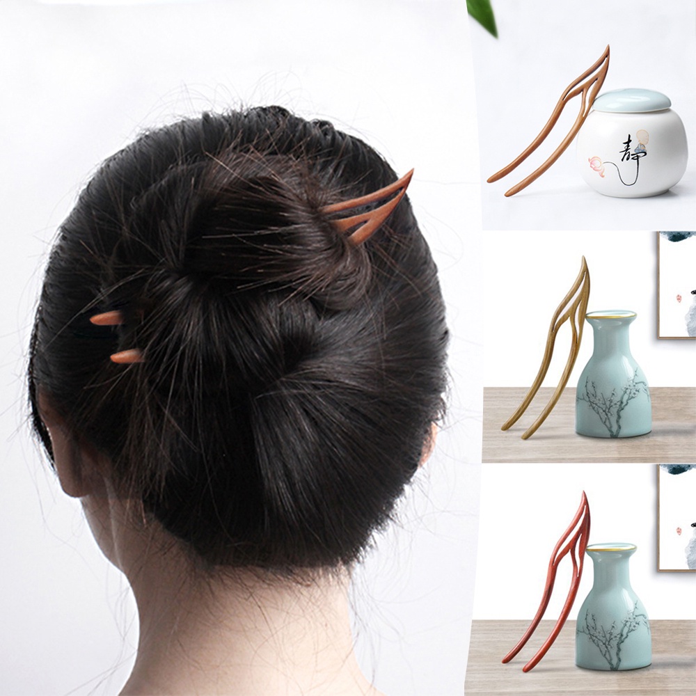 Trâm Cài Tóc Chữ U Bằng Gỗ Đàn Hương Bền Bỉ Phong Cách Trung Hoa Cổ Điển Dùng Mặc Sườn Xám / Đầm