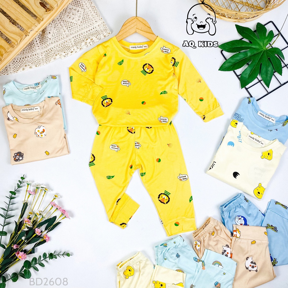 [Bé:7-28kg] Bộ Quần Áo Tay Dài, Quần Dài MINLYBABY Chính Hãng Vải Thun Lạnh Cho Bé Trai, Bé Gái Unibaby BD2608