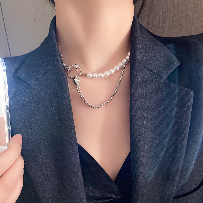 Vòng Cổ Hạt Trai Phối Xích Hình Con Rắn Serpen - Vani Store - TS000651