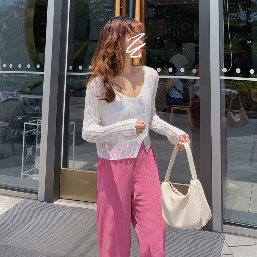 SUXI Áo Dệt Kim Mỏng Tay Dài Màu Trơn Chống Nắng Thời Trang Mùa Hè Cho Nữ