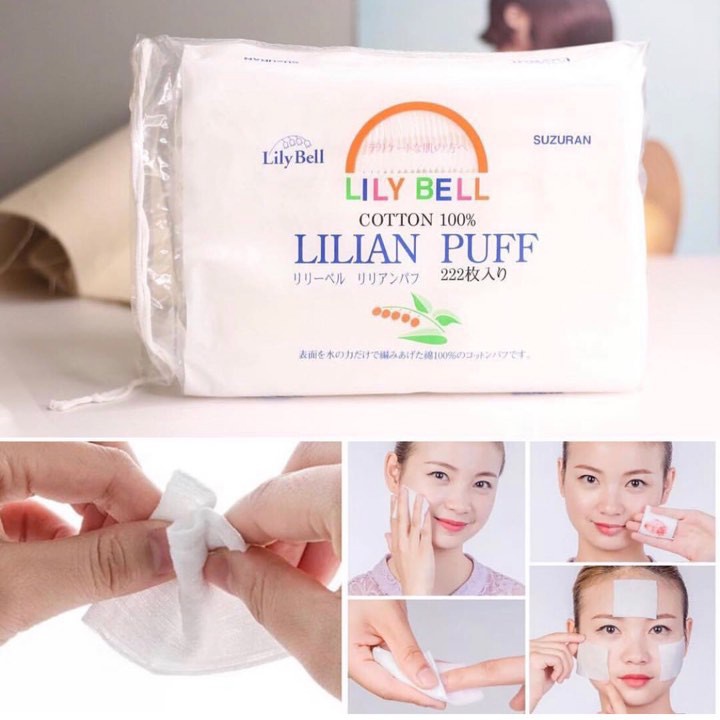 Bông Tẩy Trang Lily Bell 100% Cotton Gói 222 Miếng
