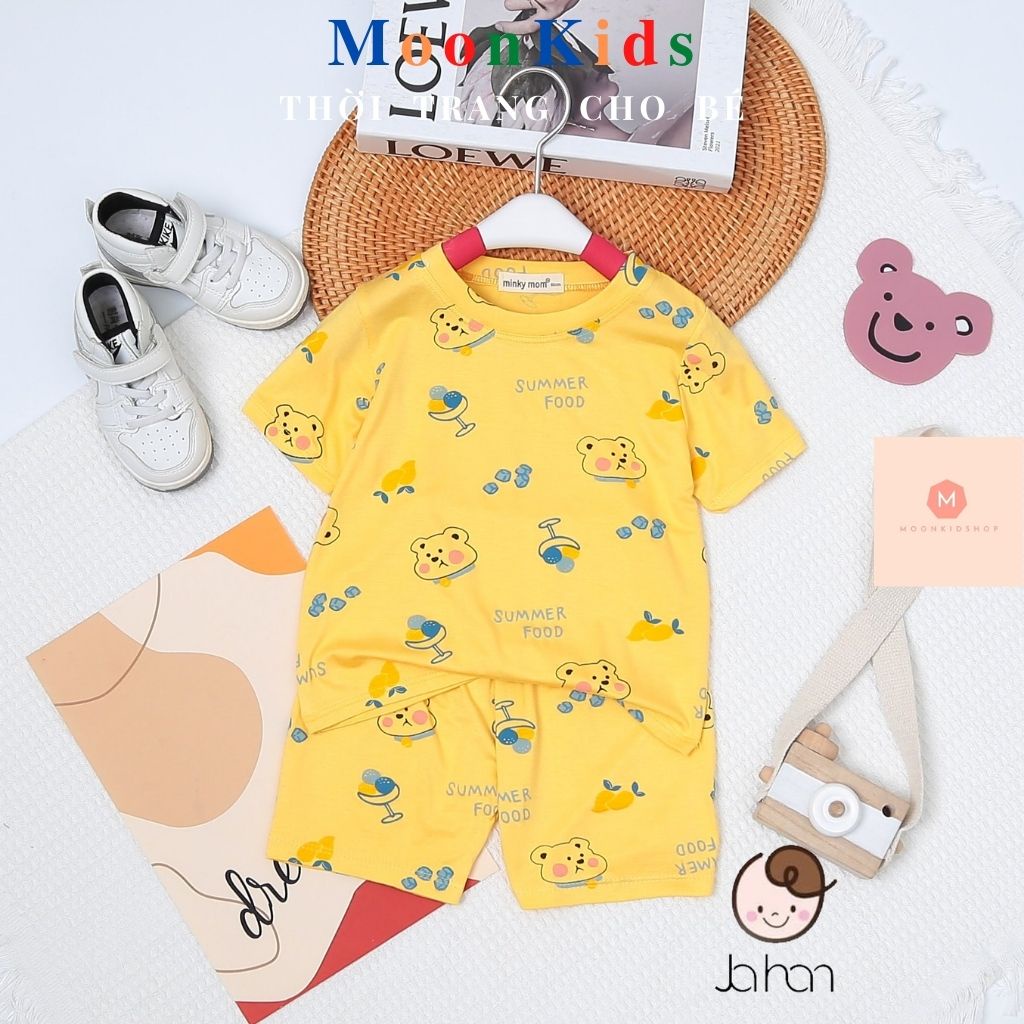 Bộ Quần Áo Trẻ Em MOONKIDS SHOP Cộc Tay từ 6-18kg chất THUN LẠNH mềm mịn thoáng mát cho bé trai bé gái