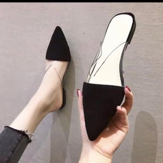 Giày sục mũi nhọn viền Mica trong suốt - ảnh thật và clip