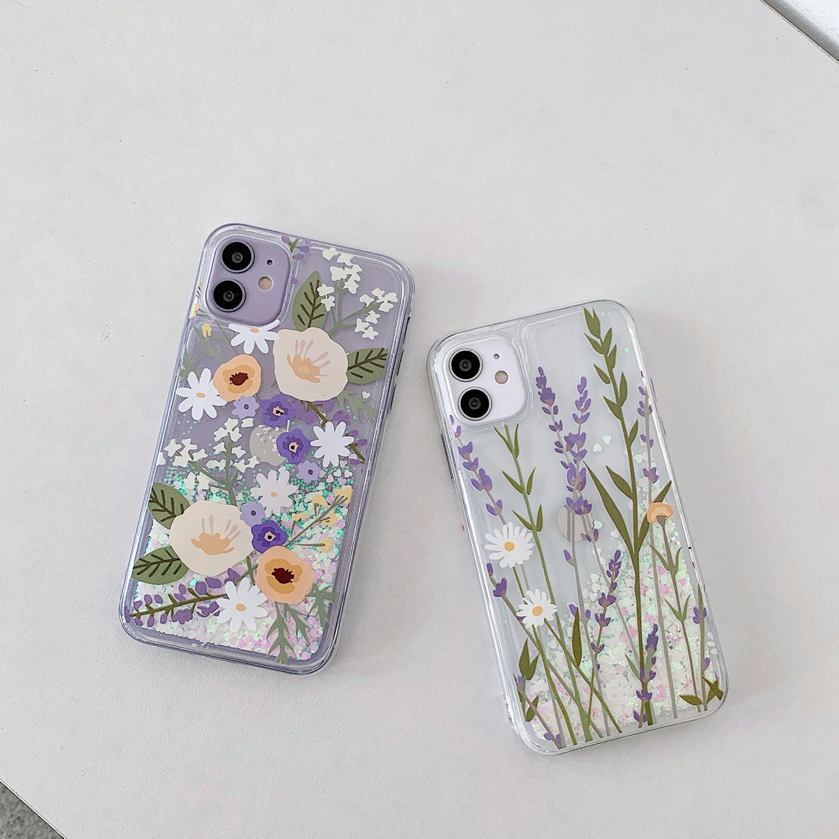 Ghép hợp đồng hoa cho iPhone 12 mini / 12 pro 11 Pro XS Max XR X 8 7+ 6 6s Plus Glitter Foil Powder CaseBling Phone Case Cover trong suốt | BigBuy360 - bigbuy360.vn