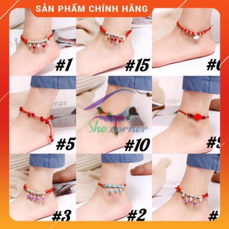 [Bản Mới Nhất] Lắc chân nữ chỉ đỏ đính hạt phong cách Hàn Quốc 14 mẫu JL61