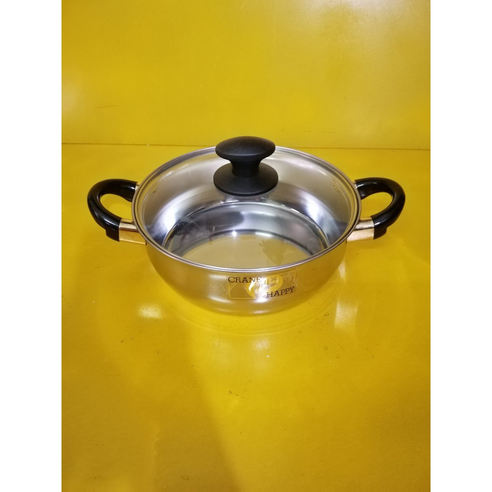 Nồi lẩu (chảo) inox nội địa Nhật, size 23cm, cao 8cm (250), dùng được bếp từ