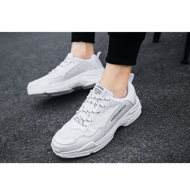 GiàyThể Thao 👟 Nam Giày Sneaker tăng chiều cao 5cm  kiểu mới nhẹ êm mềm giữ nhiệt SN59 mầu trắng