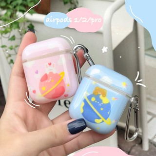 Vỏ bảo vệ hộp sạc tai nghe Apple Airpods 1, 2, Apple Airpods Pro chất liệu cao cấp, chống rơi vỡ hình gấu/thỏ ôm sao thổ